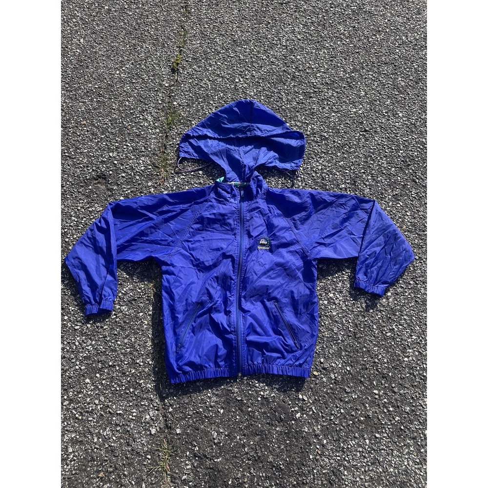 Vintage Reebok Jacket boys Large Blue Pump Hooded Windbreaker 90s Mesh Lined